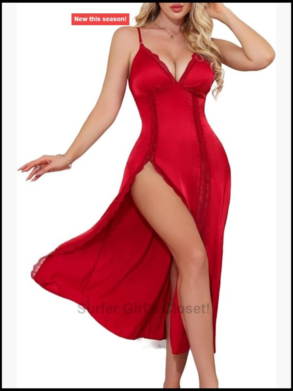 Silk Lingerie Dress Long Nightgown Lace Chemise Babydoll Sleepwear